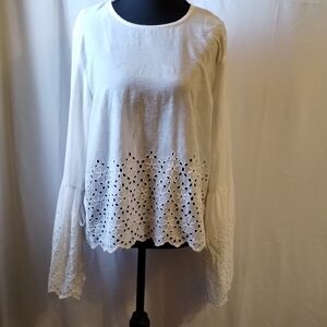 Style Envy White Boxy Embellished Blouse